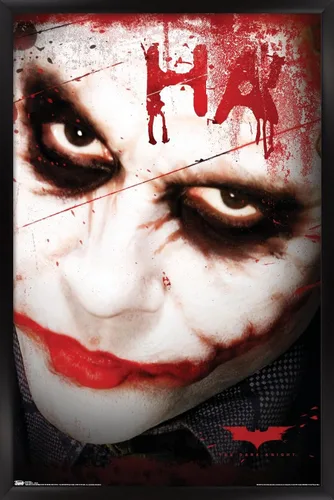 Trends International DC Comics Movie - Póster de pared de The Dark Knight - The Joker Ha in Blood de 14.725 x 22.375 pulgadas, versión enmarcada en