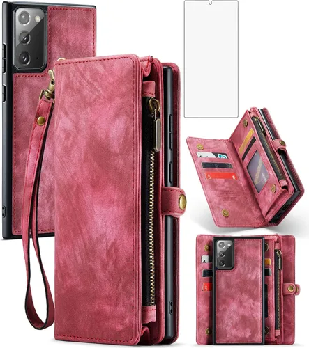 Miniatura 10 de Asuwish Funda de teléfono para Samsung Galaxy Note 20 Glaxay Note20 5G con cremallera, funda desmontable con protector de pantalla de vidrio