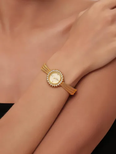 Miniatura 6 de Women's Gold Watch Crystal Bezel Mesh Band Mother of Pearl Dial