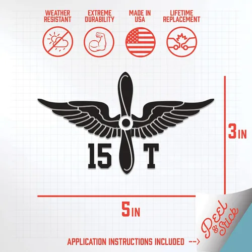 Miniatura 3 de Militar MOS 15T UH-60 Helicóptero Reparador Prop Insignia 3x5 Negro Heavy Duty Die Cut Vinilo Adhesivo Adhesivo