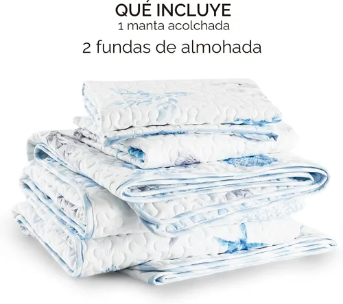 Miniatura 7 de Bedsure Colcha costera tamaño Queen – Ropa de cama reversible de verano y playa, colcha ligera de microfibra, colcha azul y blanca para todas