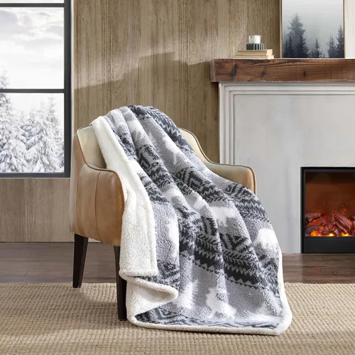 Miniatura 36 de Eddie Bauer - Manta, Forro Polar Cepillado y Ropa de Cama Sherpa Suave, Manta para Sofá y Cama (Gris Tono Alce, 50" x 60")