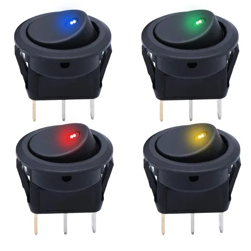 Miniatura 13 de mxuteuk Interruptor basculante momentáneo (ENCENDIDO) - Apagado de palanca DPST Power 4 Pin AC 250V 6A 125V 10A, uso para coche, barco