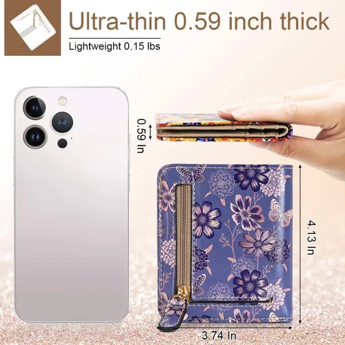 Miniatura 3 de APHISON Billetera para mujer, delgada y pequeña, cartera RFID para mujer, 11-0104, Moda