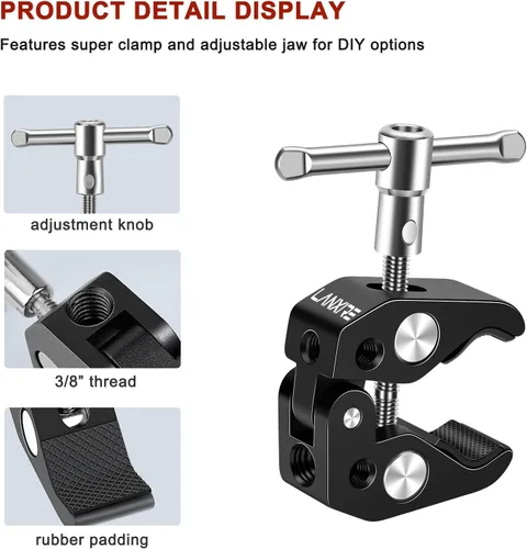 Miniatura 4 de Clip de micrófono con abrazadera de micrófono con tornillo de micrófono de 5/8 pulgadas, compatible con micrófono, soporte de micrófono y accesorios