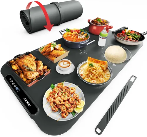 Miniatura 15 de Tapete Calentador de Alimentos, iTRUSOU Bandeja Calentadora Eléctrica con Calentamiento de Superficie Completa para Mantener los Alimentos Calientes