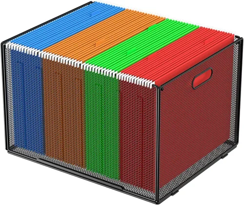Miniatura 8 de MaxGear Caja organizadora de archivos colgantes, carpeta de archivo de malla para tamaño carta/legal, caja de archivos de metal con asas, cajas