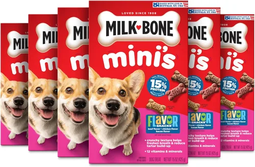 Miniatura 8 de Milk-Bone Mini's Flavor Snacks - Golosinas para perros, 2.5 onzas (paquete de 20), perfectos para paseos, tamaño de viaje, recuerdos de fiesta