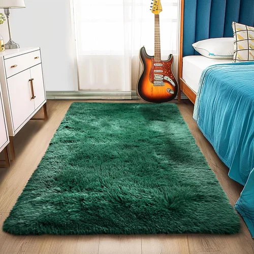 Miniatura 126 de Awaytail Alfombra Esponjosa Lavable 2x3 Pies, Pura Negra Alfombra para Silla de Escritorio Antideslizante, Alfombra Supersuave para Niños