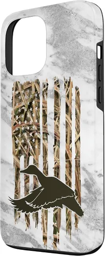Miniatura 2 de Funda de caza de caza para iPhone 13 Pro Max con diseño de camuflaje gris y bandera de Estados Unidos