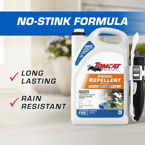 Miniatura 5 de Tomcat Repellents Repelente de Animales, Listo para Usar, Protege Paisajismos y Jardines, Contiene Aceites Esenciales, 1 Galón.