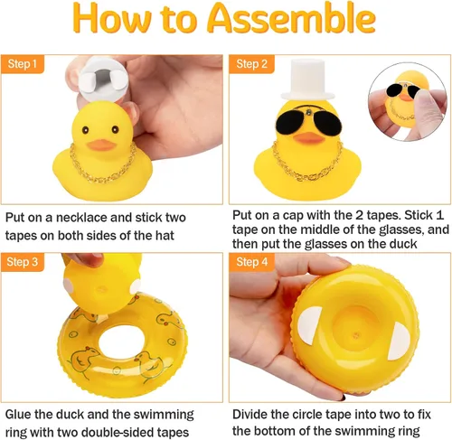 Miniatura 4 de wonuu 2 adornos de pato para salpicadero de automóvil, adornos de goma para decoración de tablero de automóvil, accesorios de decoración con mini