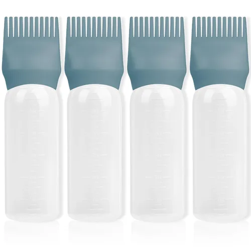 Miniatura 15 de Paquete de 2 botellas aplicadoras de peine de raíz, aplicador de aceite para el cabello de 6 onzas, herramientas de botella de tinte con dispensador