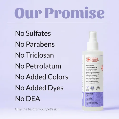Miniatura 7 de Skout's Honor Spray probiótico para patas para perros, certificado para microbiomas, sin alcohol, sin fragancia y sin medicamentos, apoya la piel