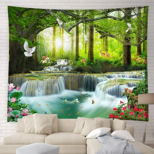 Miniatura 3 de YSATNSFT Tapiz de luna llena sobre océano cielo nocturno estrellado 3D, fantasía, decoración del hogar, manta de pared para dormitorio, sala