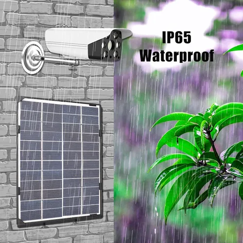 Miniatura 4 de Mini panel solar, 6W 12V panel solar para cámara de seguridad al aire libre célula solar con salida de CC de 10 pies DIY cargador de panel solar