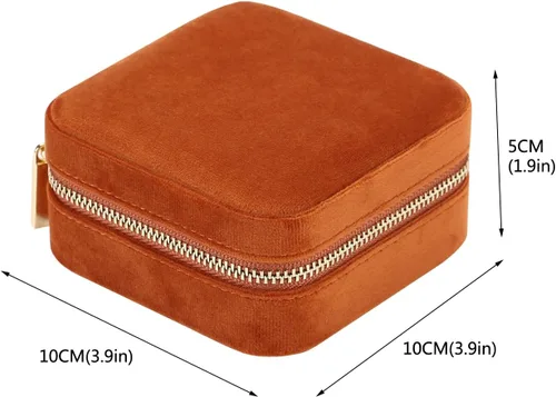Miniatura 6 de Joyero de viaje de terciopelo de felpa, pequeña caja de joyería de viaje, caja de joyería portátil, mini organizador de almacenamiento, caja