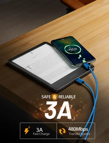 Miniatura 5 de Paquete de 2 cables de carga USB C de 6 pies para Motorola Moto G Fast/G Power/G Pure/G Stylus 5G, Moto G9 G8 G7 Play Power Plus Edge X4 Z4 Z3 Z2