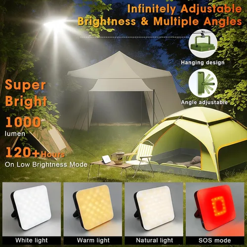 Miniatura 2 de Linterna LED recargable para campamento, 10,000 mAh, luces de campamento portátiles de hasta 90 horas y 4 modos de luz, IPX5 impermeable, esenciales