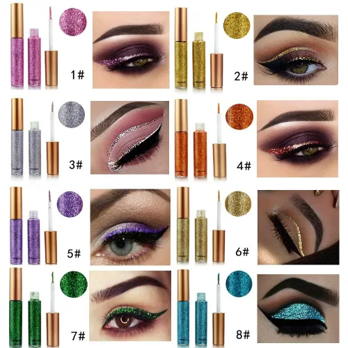 Miniatura 5 de BestLand - Delineador de ojos con purpurina líquida, 10 colores metálicos brillantes con purpurina, sombra de ojos pigmentada, brillo para cejas