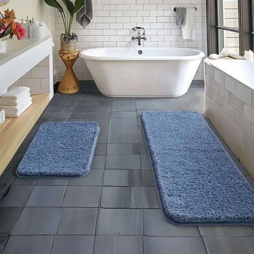 Miniatura 95 de MIULEE Juego de 2 alfombras de baño antideslizantes peludas extra gruesas y suaves, alfombrillas de baño de microfibra suave absorbente de agua