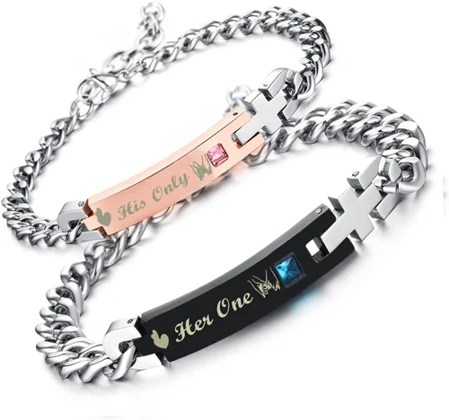Regalo para enamorado, para él y ella, pulseras grabadas personalizadas para parejas, para mujeres y hombres, juego a juego, regalo de aniversario,