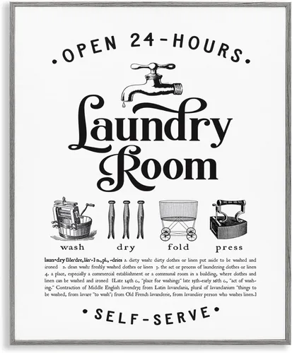Miniatura 29 de Stupell Industries Guía de Símbolos de Lavandería Tipografía Beige 11 x 14 Negro medianoche