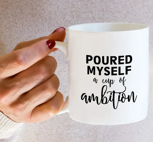 Miniatura 5 de Retreez Taza divertida – Taza de café de cerámica de 11 onzas con texto en inglés «Poured Myself a Cup of Ambition Entrepreneur», regalos