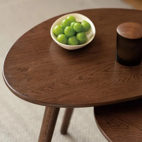 Miniatura 8 de Mesa de café ovalada pequeña, de 25.6 pulgadas, pequeña mesa auxiliar moderna de mediados de siglo para sala de estar, mesa auxiliar 100% madera