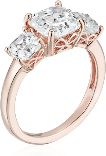 Miniatura 2 de Tienda Collection Sterling Silver Asscher or Oval Cut 3-Stone Ring made with Infinite Elements Cubic Zirconia