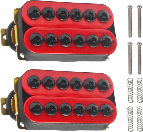 Miniatura 10 de SAPHUE Pastillas de guitarra eléctrica ajustables de bobina doble de metal Humbucker Punk para cuello/puente (Negro)
