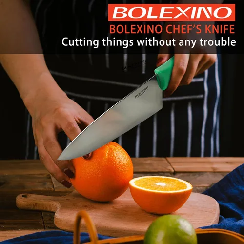 Miniatura 2 de Cuchillo de chef japonés de acero inoxidable de alto carbono de 8 pulgadas, cuchillo de cocina profesional extra afilado y ancho con mango Verde