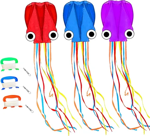 Miniatura 14 de Cometas de pulpo para niños y adultos fáciles de volar, 24 x 158 pulgadas, kit de cometa grande y suave para niños y niñas, juego de cometa de playa