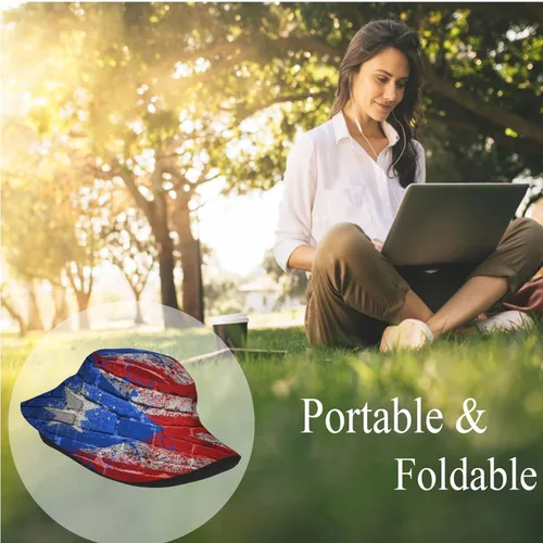 Miniatura 5 de Sombrero de pescador de Puerto Rico para el sol, sombrero de playa, divertido gorro de pescador, para exteriores, para hombres y mujeres, talla única