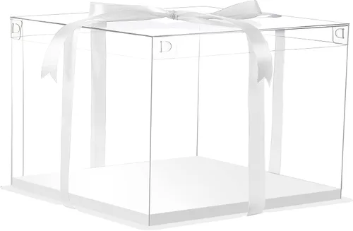 Miniatura 15 de XININSUN 6 Piezas Cajas Altas para Pasteles Transparentes Caja para pastel con Cinta, 12x12x 10 pulgadas, Ideal para Pasteles Grandes de 10" y 12