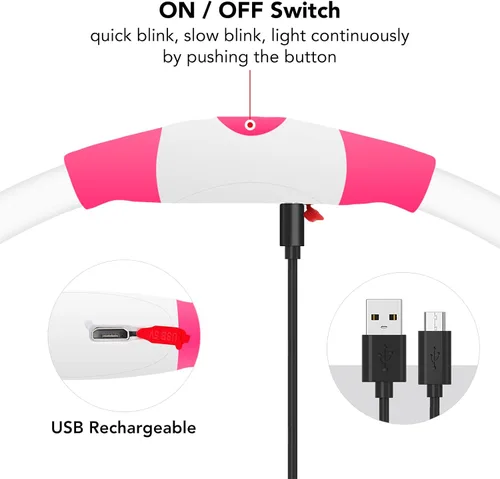 Miniatura 4 de Colaseeme Collar de perro con luz LED, collar de perro con luz, recargable por USB, TPU brillante, luz de seguridad, luces para perros medianos