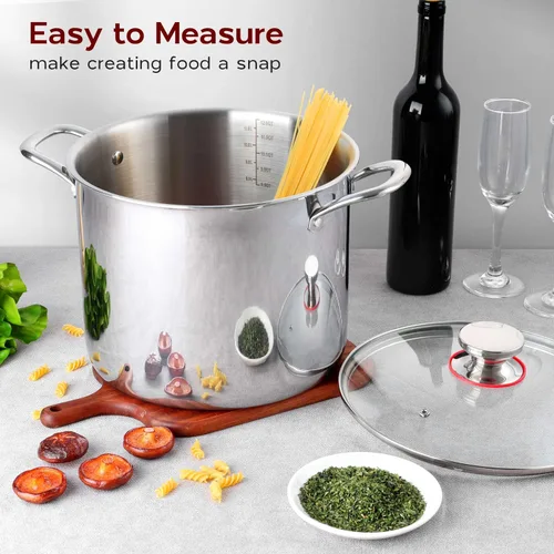Miniatura 4 de Olla grande de acero inoxidable de 12 cuartos con tapa, olla de sopa de cocina de tres capas Onader