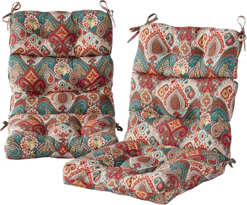 Miniatura 58 de Cojines para silla de respaldo alto para exteriores, diseño de asiento y respaldo con bisagras de una pieza, reversibles con 4 lazos, tela