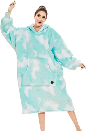Miniatura 15 de Three Poodle - Manta con capucha portátil para niños, sudadera de sherpa de gran tamaño con capucha gigante, manta con capucha cálida y acogedora