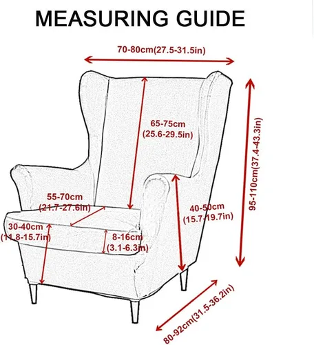 Miniatura 6 de Fundas para silla Wingback, 2 piezas, fundas elásticas para sillón de ala de color sólido con parte inferior elástica, protector de muebles
