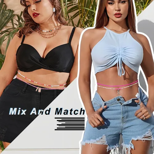 Miniatura 3 de ELABEST Cuentas africanas de cintura para mujer, no elásticas, 8 cuentas para el vientre, tallas grandes, coloridas, hechas a mano, accesorios