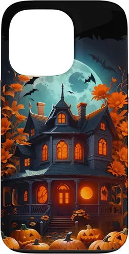 Miniatura 10 de Funda para iPhone 11 Pro Max Halloween espeluznante casa embrujada murciélagos y calabazas talladas