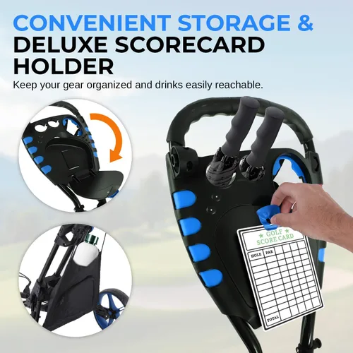 Miniatura 5 de SereneLife Golf Push Pull Cart – Lightweight, Foldable, Bag Holder with Adjustable Handle, Caddy Accessories, Compact Folding Golf Trolley for Travel