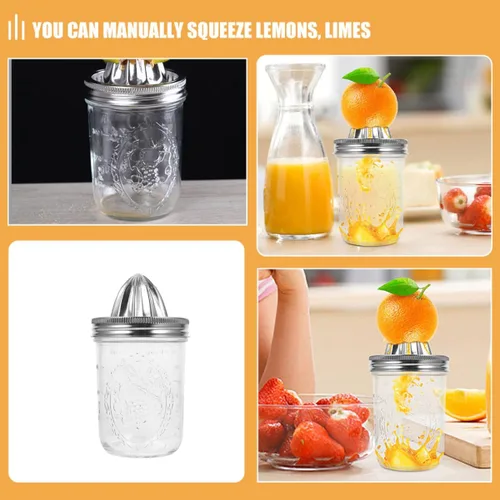 Miniatura 7 de DOITOOL Manual Stainless Steel Lemon Juicer and Orange Handheld Fruit Squeezer for Mason Jar 480Ml, Can Citrus Juicer for Kitchen Use
