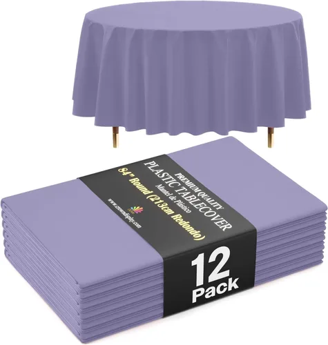 Miniatura 65 de Exquisite 66% Thicker Premium Aqua Round Tablecloth 0.5 Mil 6 Pack Plastic Table Cloth Disposable 84 Inch Round Plastic Tablecloth Won't Tear Easily