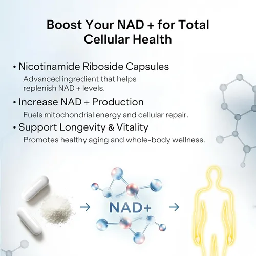 Miniatura 5 de Suplemento liposomal NAD+ con resveratrol - Ribosida de nicotinamida 1000 mg - Suplementos NAD para mujeres y hombres - Alternativa de suplemento