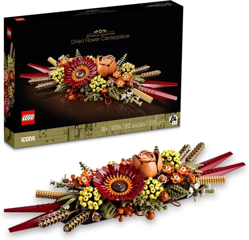LEGO Icons - Juego de centro de mesa de flores secas para adultos, a partir de 18 años, decoraciones de otoño y Acción de Gracias para mesa de