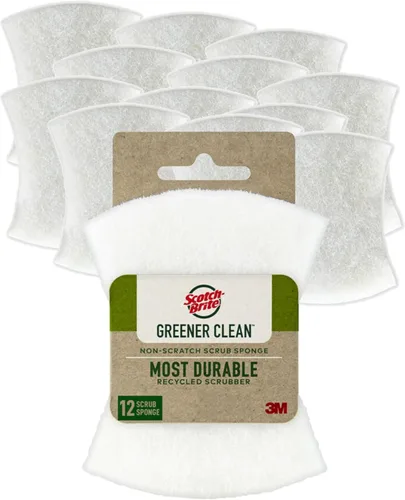 Scotch-Brite Greener Clean - Esponja para lavar platos, limpieza de cocina, rendimiento superior y fabricada con materiales sostenibles, apta para