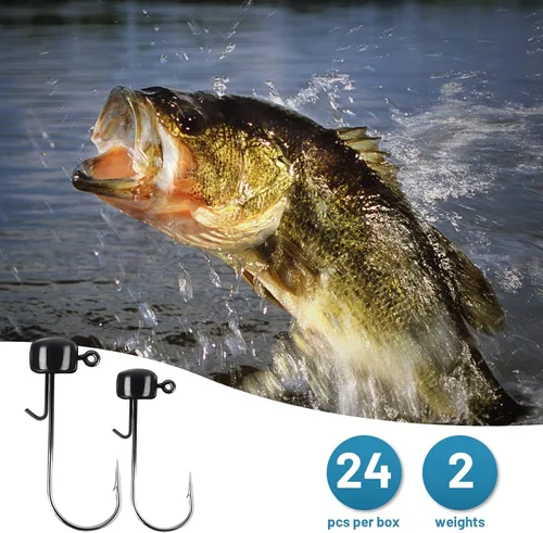 Miniatura 3 de MadBite by KastKing Ned Rig Jig Heads for Soft Fishing Lures, 24-Pack Finesse Standard Mushroom Stand-up Ned Heads Kit, Needle Point Saltwater &