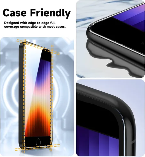 Miniatura 6 de MAGIC JOHN Paquete de 2 protectores de pantalla para iPhone SE 3/SE 2 (edición 2022/2020), vidrio templado para iPhone 7/8/6, eliminación automática